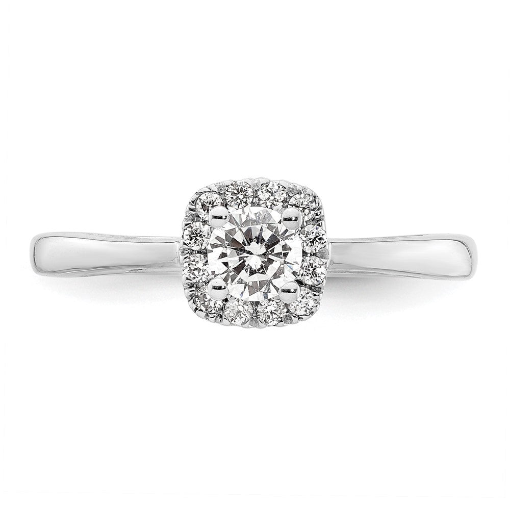 14kwhite Gold Rund Heiligenschein Synthetisch Diamant Verlobungsring