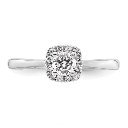 14kwhite Gold Rund Heiligenschein Synthetisch Diamant Verlobungsring