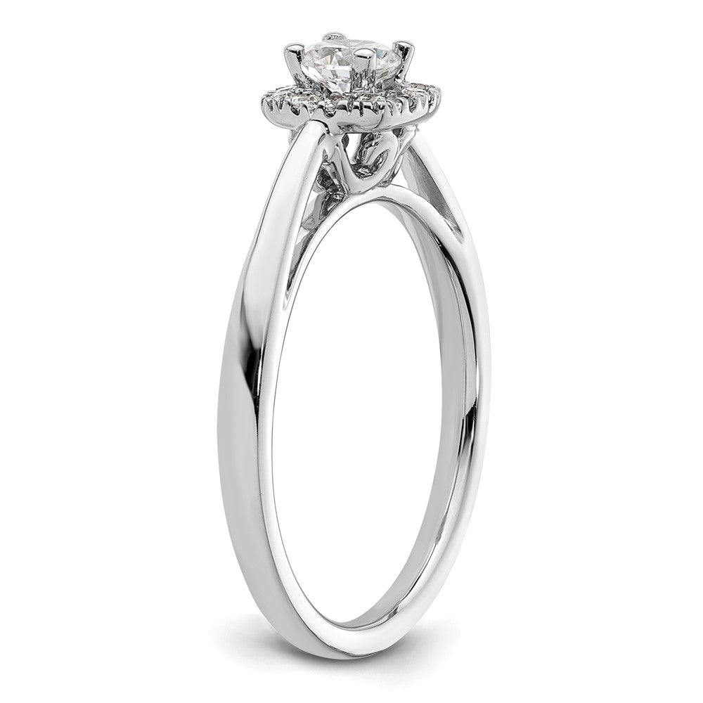 14kwhite Gold Rund Heiligenschein Synthetisch Diamant Verlobungsring