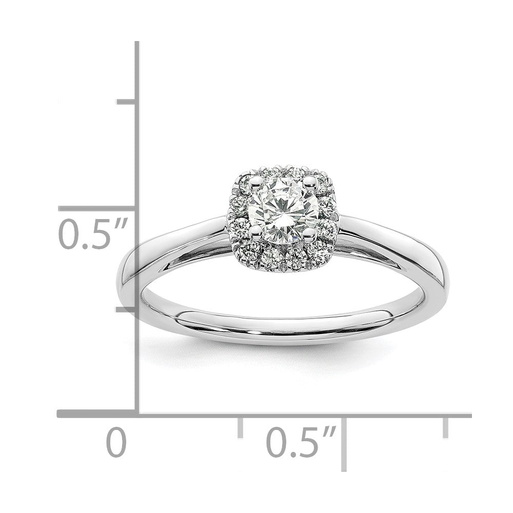 14kwhite Gold Rund Heiligenschein Synthetisch Diamant Verlobungsring