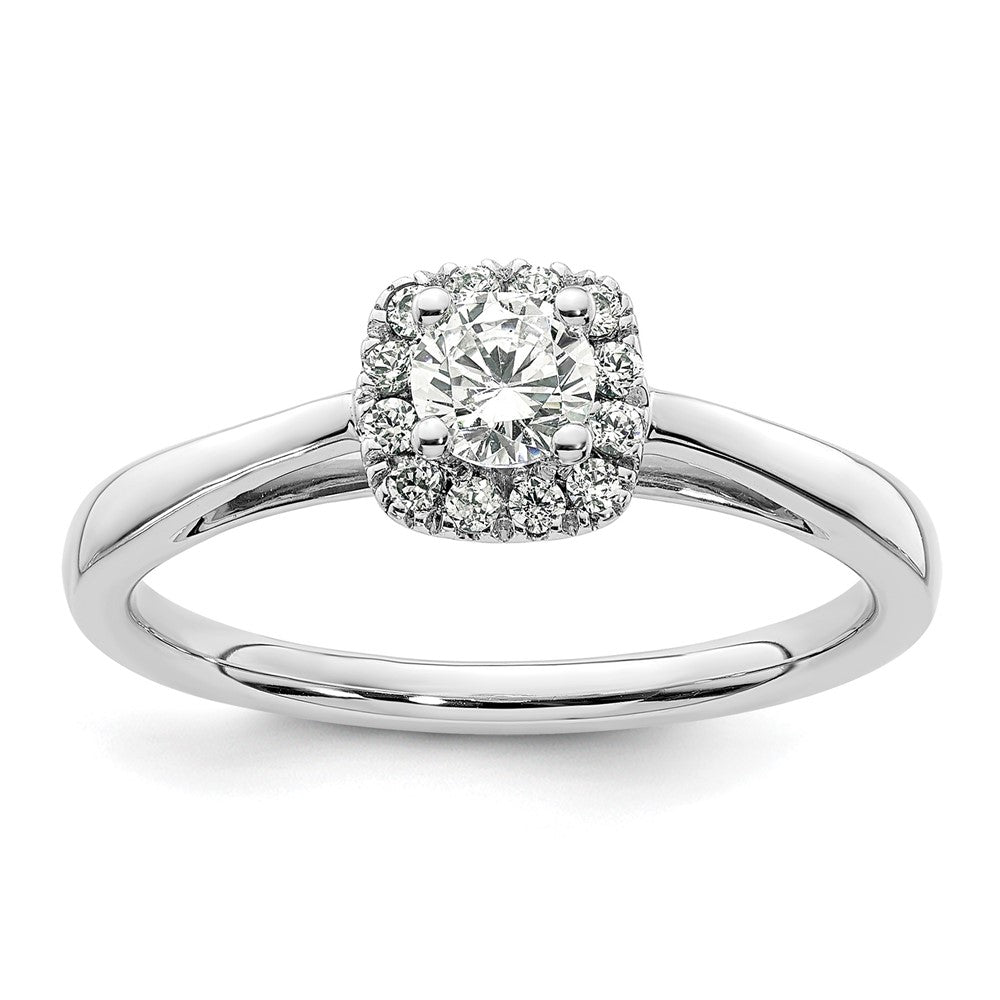 14kwhite Gold Rund Heiligenschein Synthetisch Diamant Verlobungsring