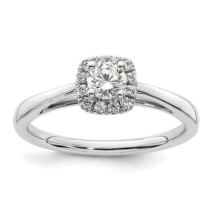 14kwhite Gold Rund Heiligenschein Synthetisch Diamant Verlobungsring