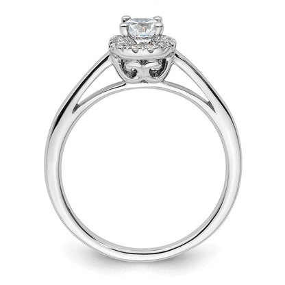 14K Weißgold Rund Heiligenschein Synthetisch Diamant Verlobungsring