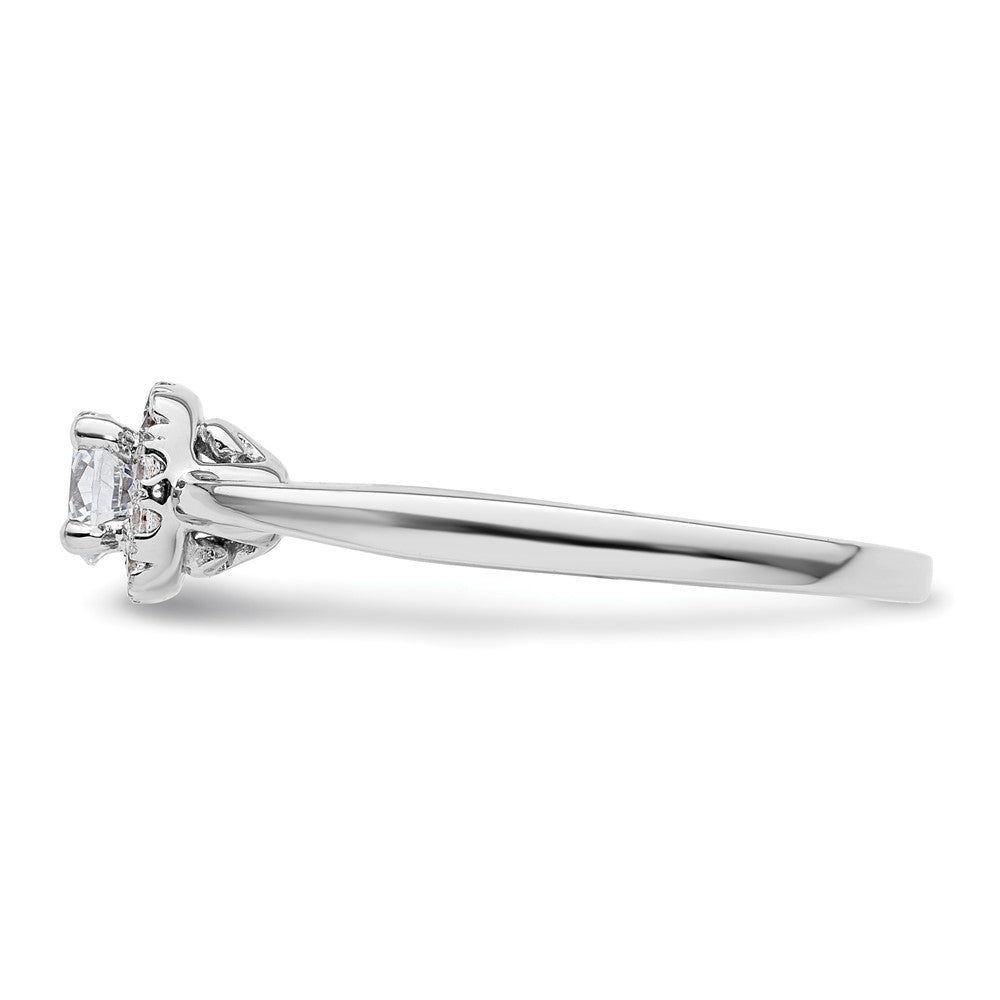 14K Weißgold Rund Heiligenschein Synthetisch Diamant Verlobungsring