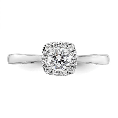 14K Weißgold Rund Heiligenschein Synthetisch Diamant Verlobungsring