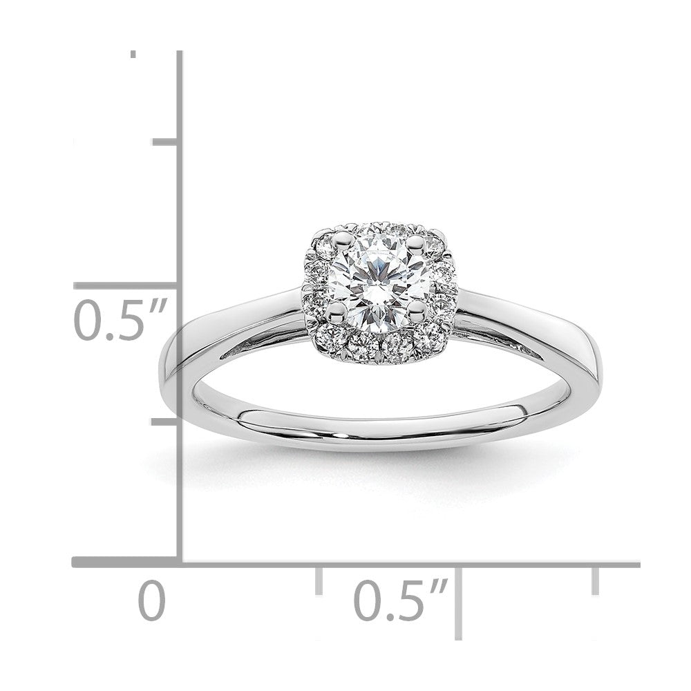 14K Weißgold Rund Heiligenschein Synthetisch Diamant Verlobungsring