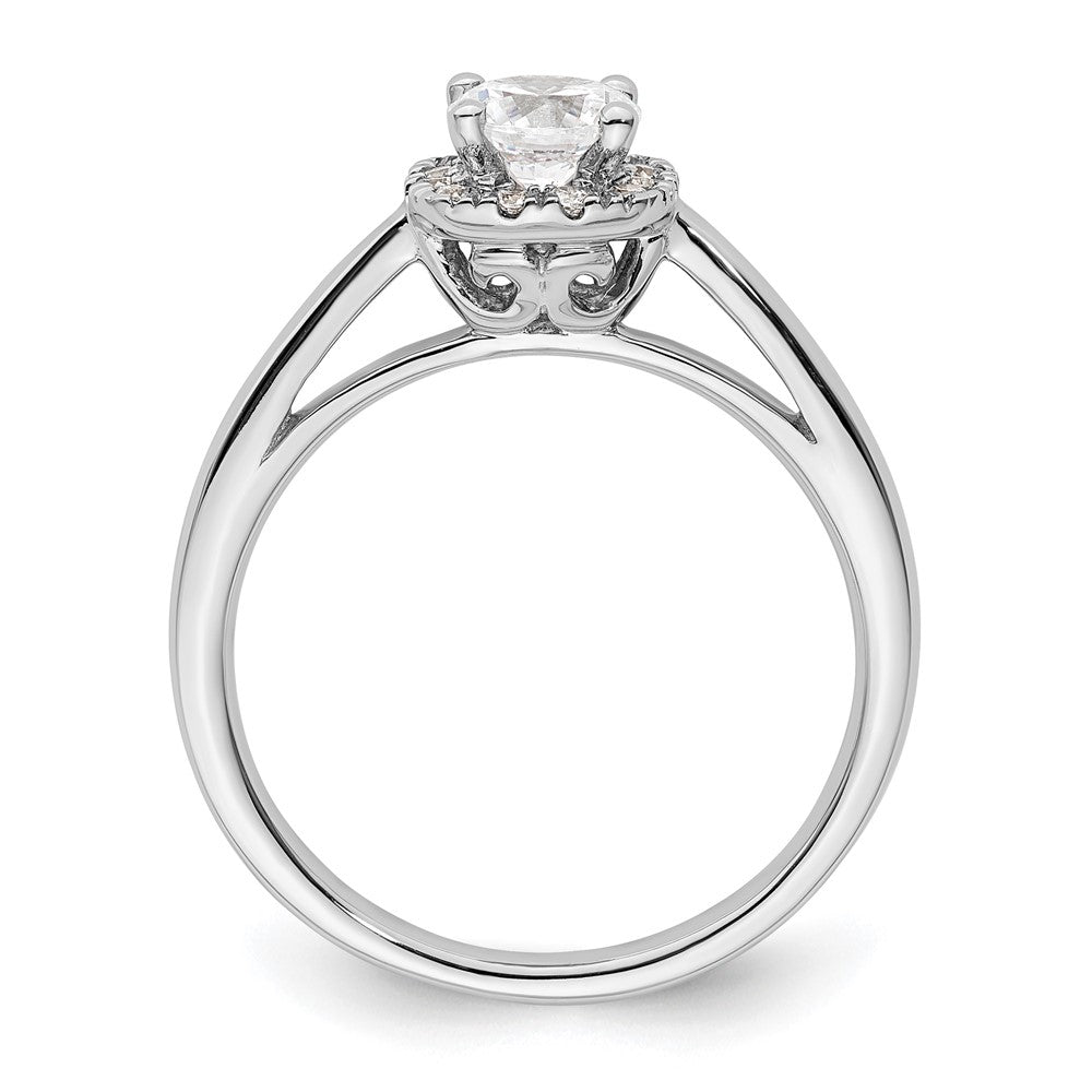 14K Weißgold Rund Heiligenschein Synthetisch Diamant Verlobungsring