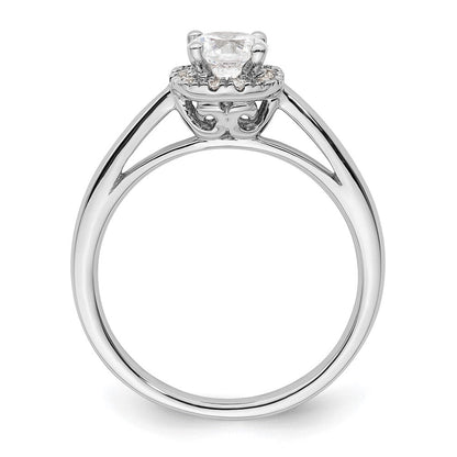 14K Weißgold Rund Heiligenschein Synthetisch Diamant Verlobungsring