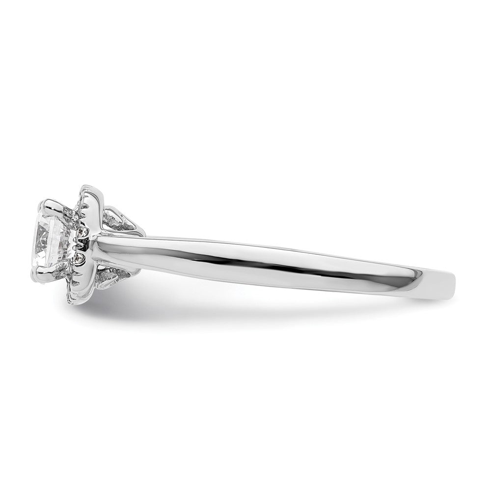 14K Weißgold Rund Heiligenschein Synthetisch Diamant Verlobungsring