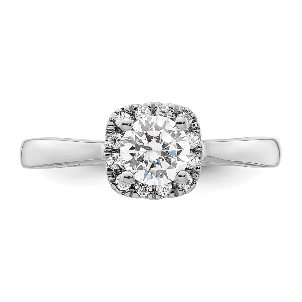 14K Weißgold Rund Heiligenschein Synthetisch Diamant Verlobungsring