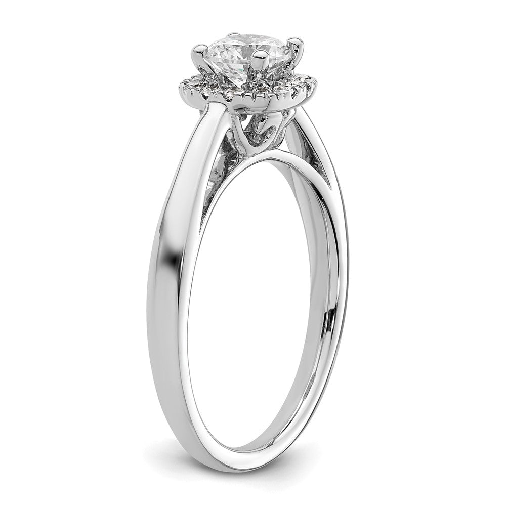 14K Weißgold Rund Heiligenschein Synthetisch Diamant Verlobungsring