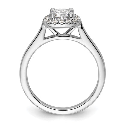14K Weißgold Rund Heiligenschein Synthetisch Diamant Verlobungsring