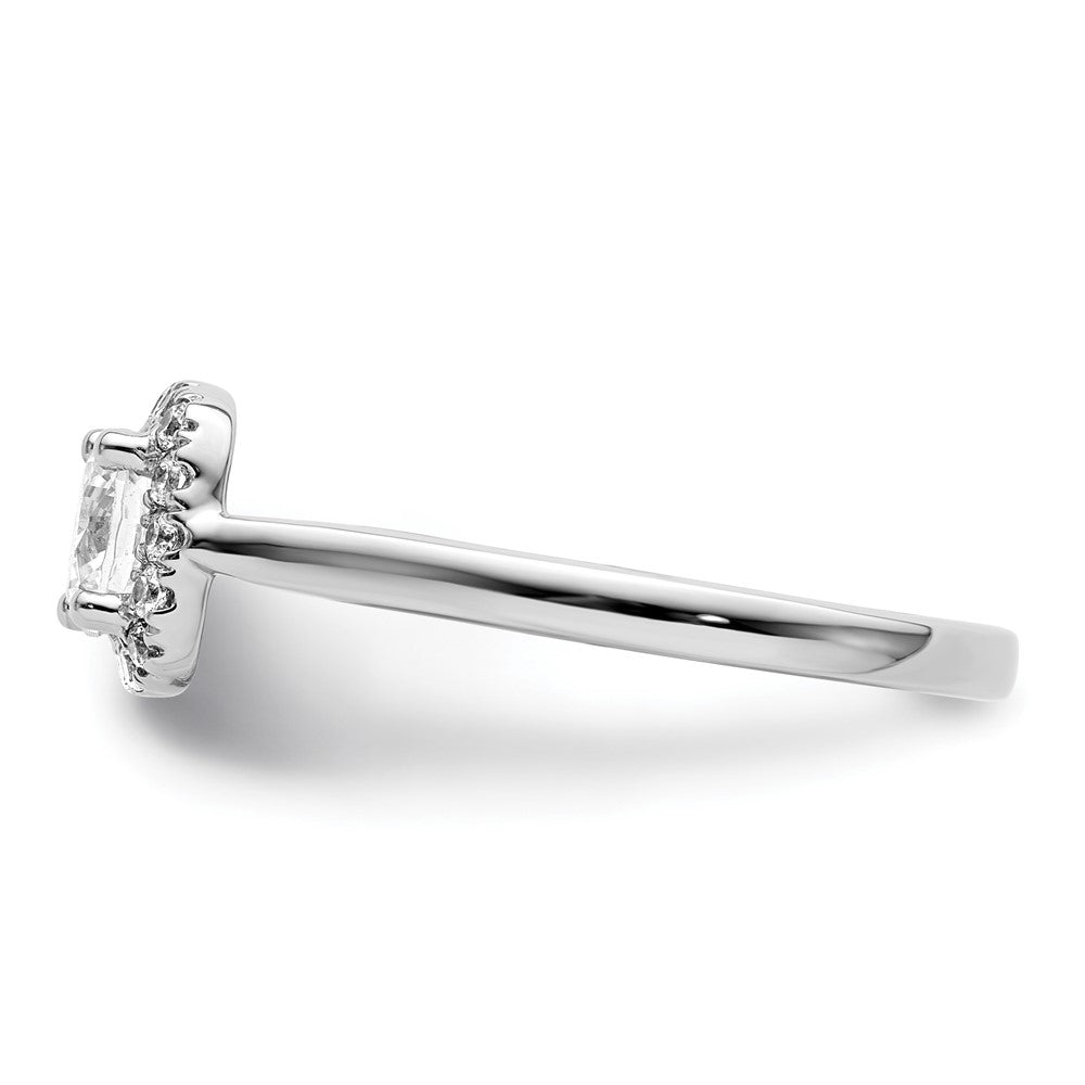 14K Weißgold Rund Heiligenschein Synthetisch Diamant Verlobungsring