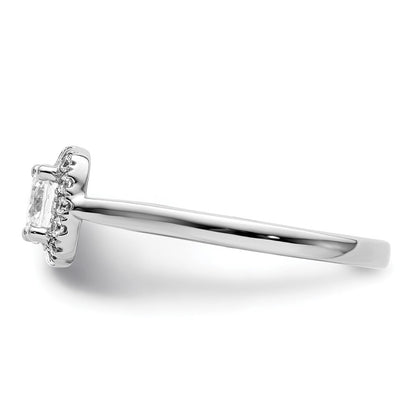 14K Weißgold Rund Heiligenschein Synthetisch Diamant Verlobungsring