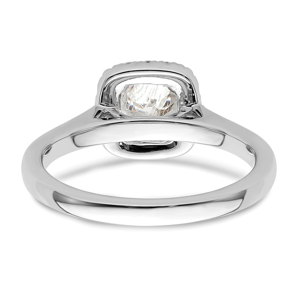 14K Weißgold Rund Heiligenschein Synthetisch Diamant Verlobungsring