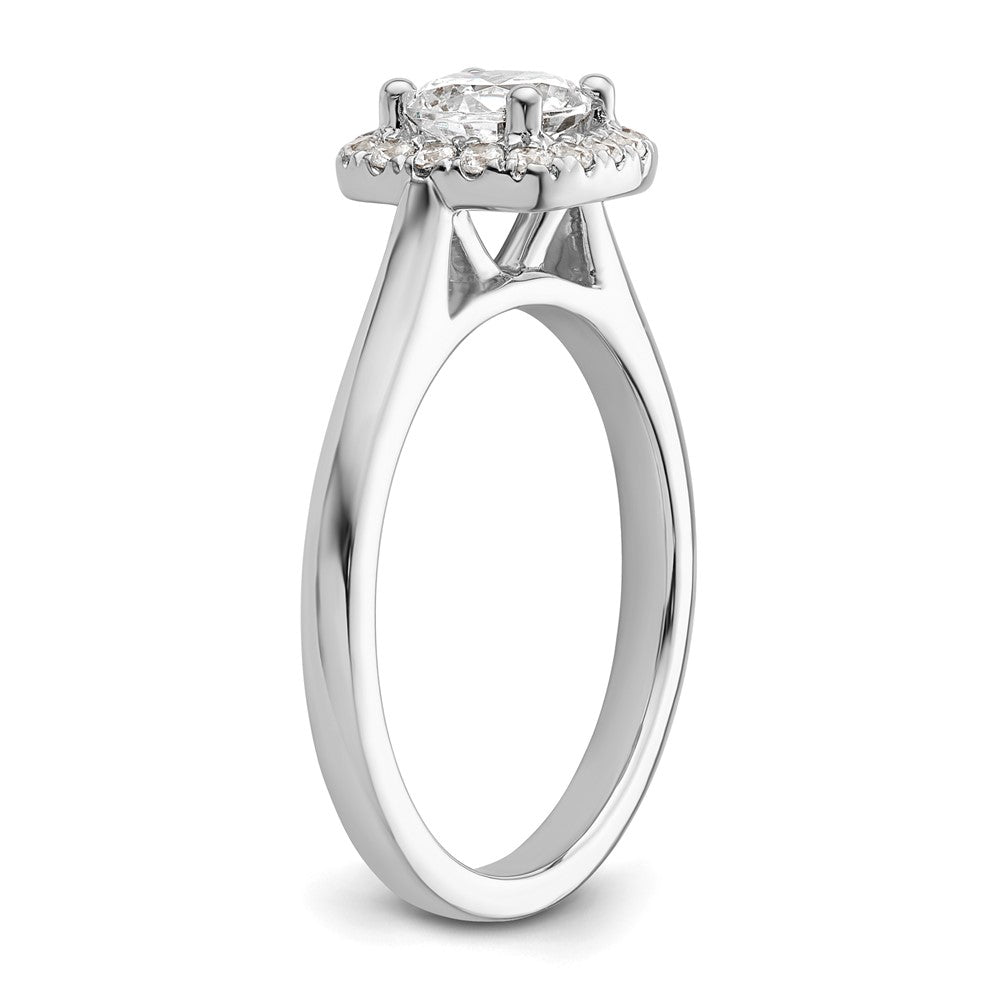 14K Weißgold Rund Heiligenschein Synthetisch Diamant Verlobungsring