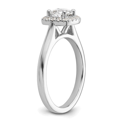 14K Weißgold Rund Heiligenschein Synthetisch Diamant Verlobungsring