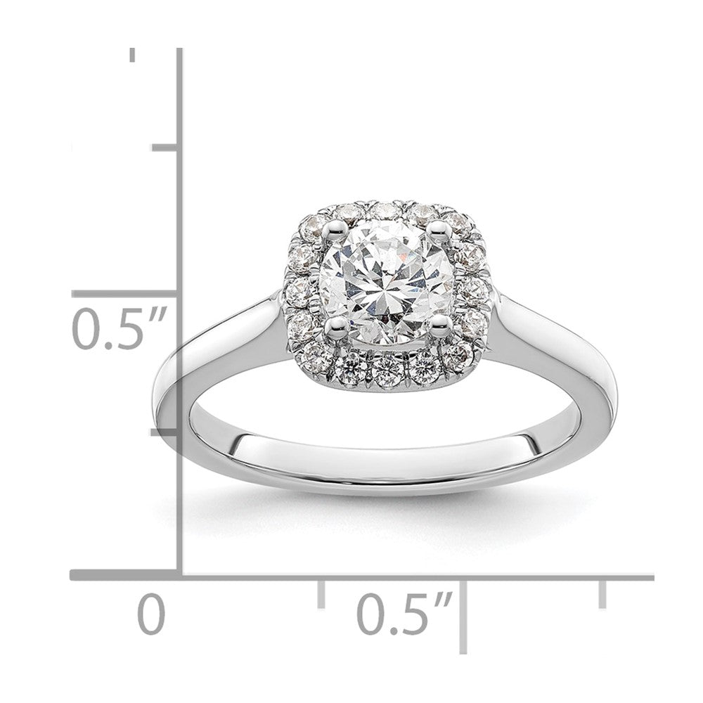14K Weißgold Rund Heiligenschein Synthetisch Diamant Verlobungsring