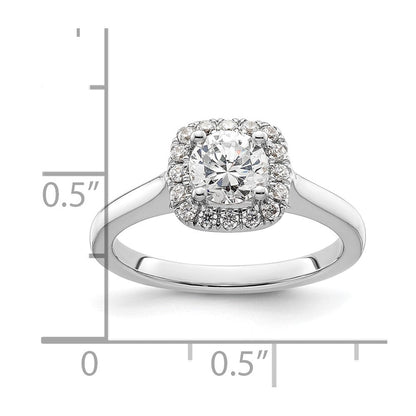 14K Weißgold Rund Heiligenschein Synthetisch Diamant Verlobungsring