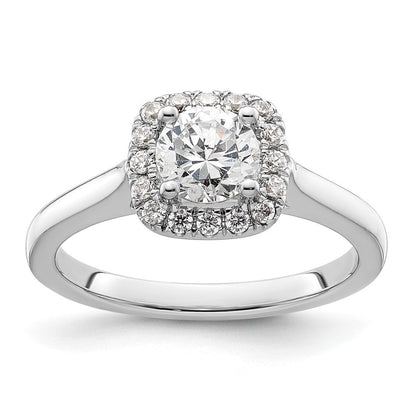 14K Weißgold Rund Heiligenschein Synthetisch Diamant Verlobungsring