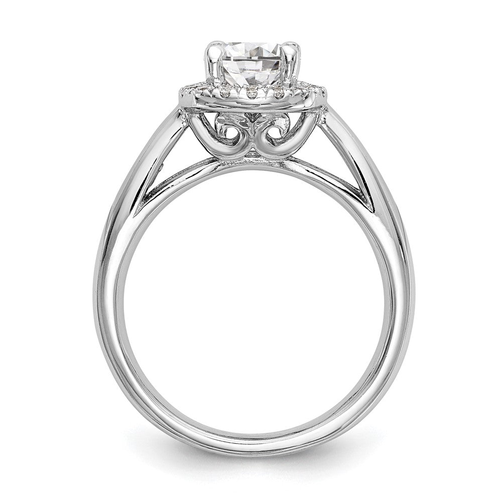 14K Weißgold Rund Heiligenschein Synthetisch Diamant Verlobungsring