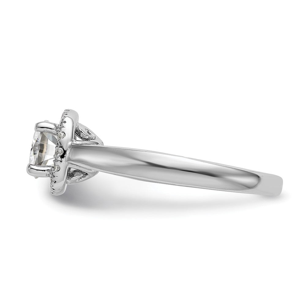 14K Weißgold Rund Heiligenschein Synthetisch Diamant Verlobungsring