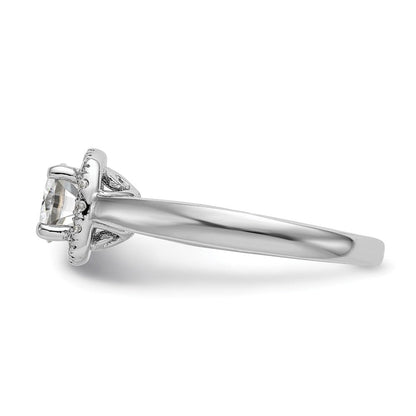 14K Weißgold Rund Heiligenschein Synthetisch Diamant Verlobungsring