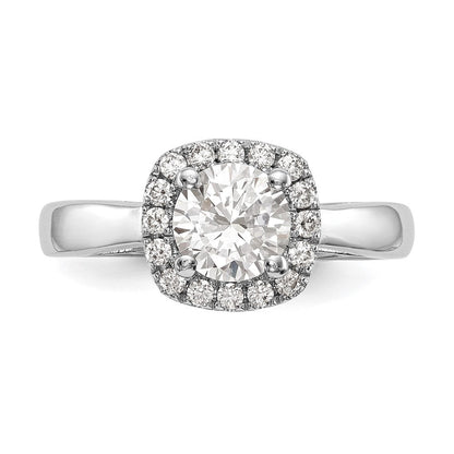 14K Weißgold Rund Heiligenschein Synthetisch Diamant Verlobungsring