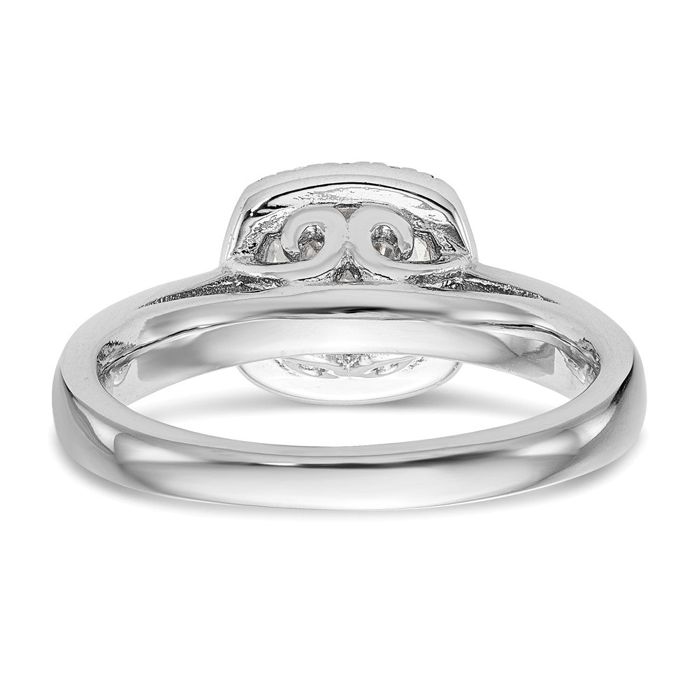 14K Weißgold Rund Heiligenschein Synthetisch Diamant Verlobungsring