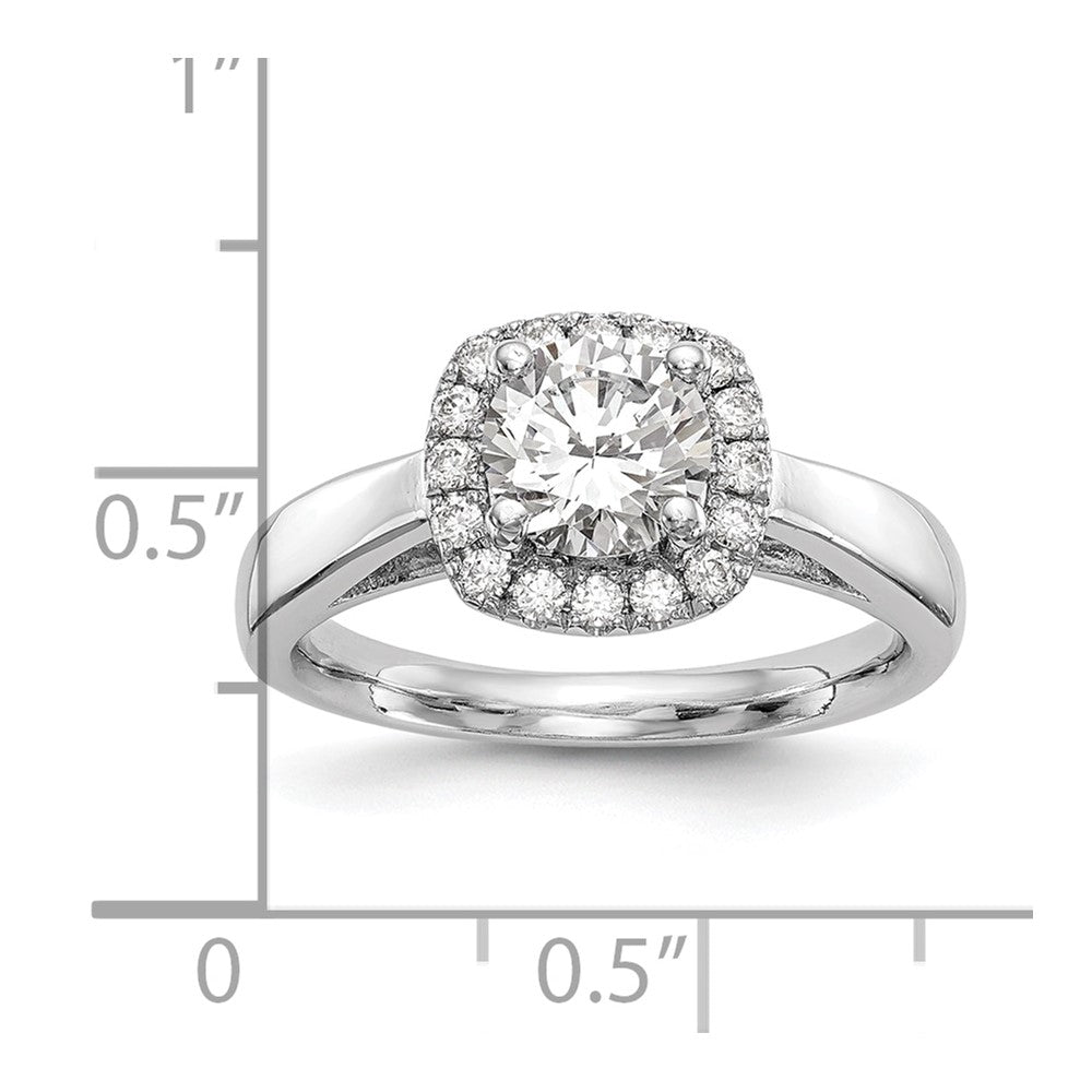 14K Weißgold Rund Heiligenschein Synthetisch Diamant Verlobungsring