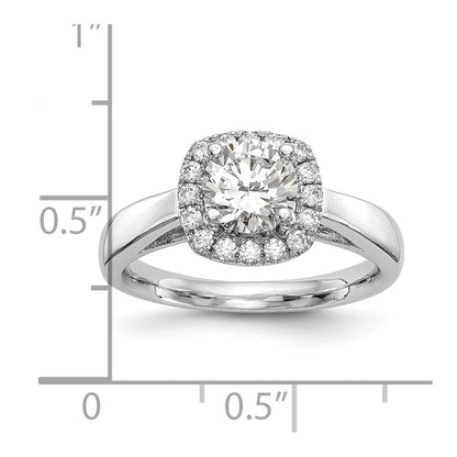 14K Weißgold Rund Heiligenschein Synthetisch Diamant Verlobungsring