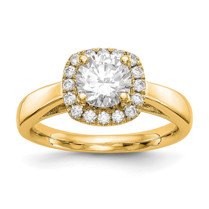 14K Gelbgold Rund Heiligenschein Diamant Halbfassung Verlobungsring