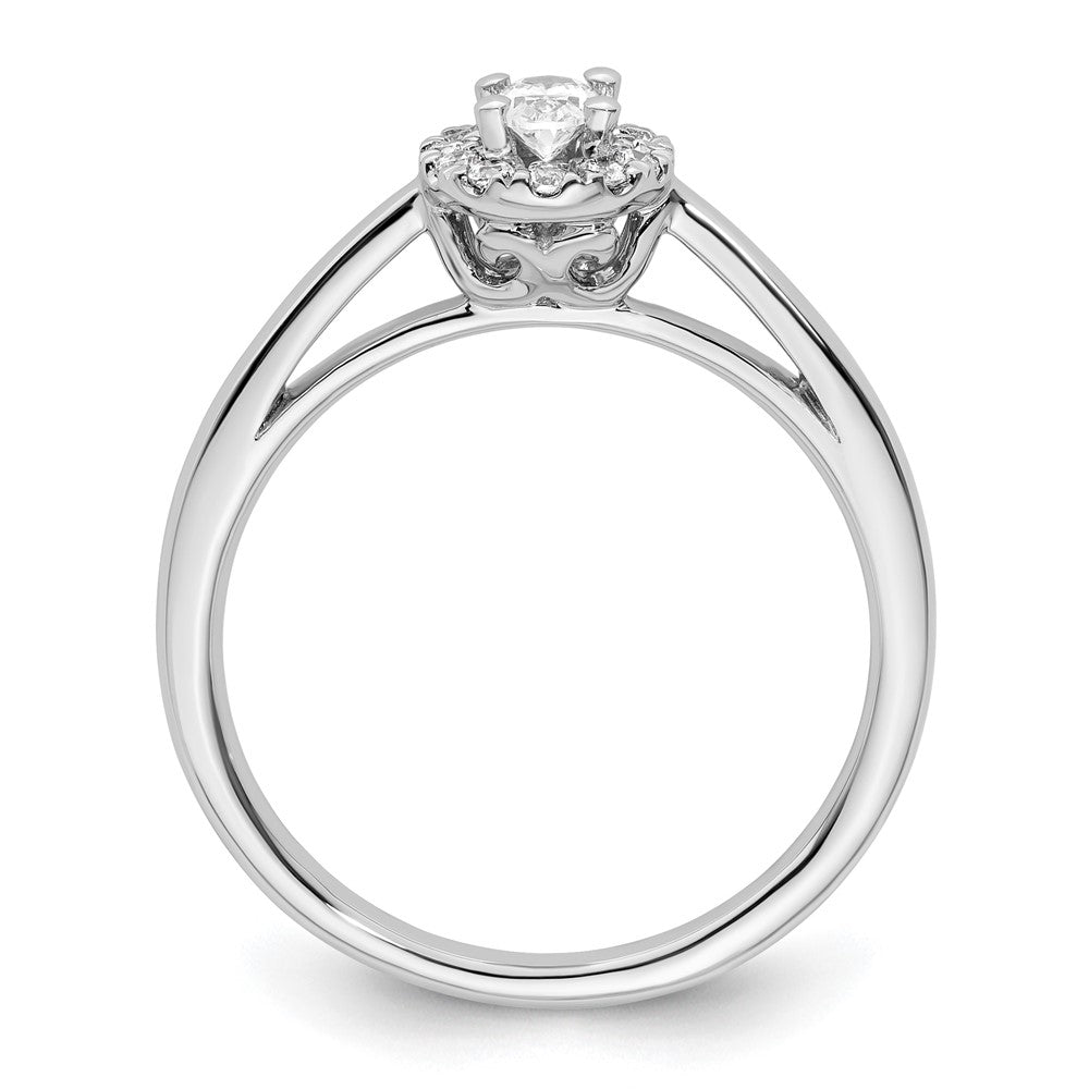 14K Weißgold Oval Heiligenschein Synthetisch Diamant Verlobungsring