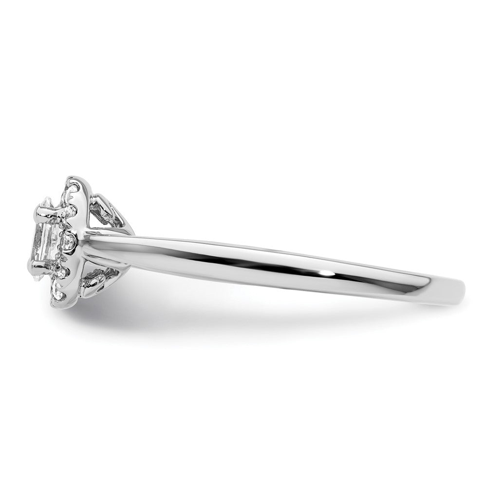 14K Weißgold Oval Heiligenschein Synthetisch Diamant Verlobungsring