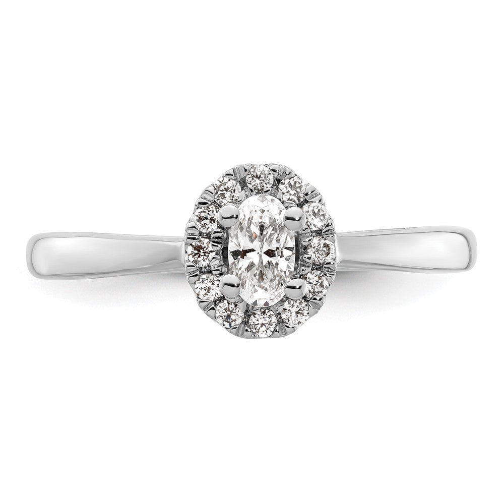 14K Weißgold Oval Heiligenschein Synthetisch Diamant Verlobungsring