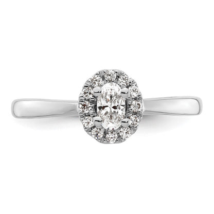 14K Weißgold Oval Heiligenschein Synthetisch Diamant Verlobungsring