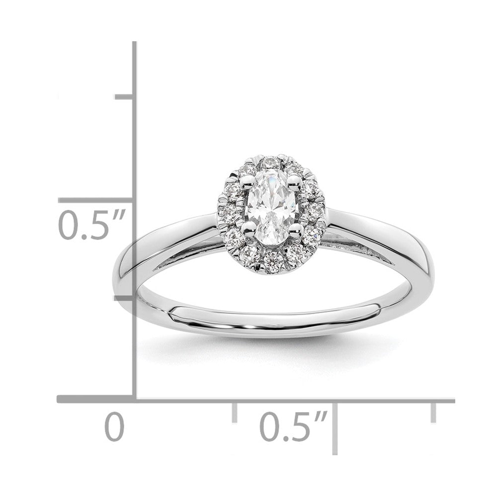 14K Weißgold Oval Heiligenschein Synthetisch Diamant Verlobungsring
