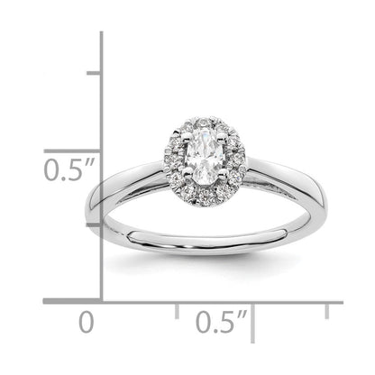 14K Weißgold Oval Heiligenschein Synthetisch Diamant Verlobungsring