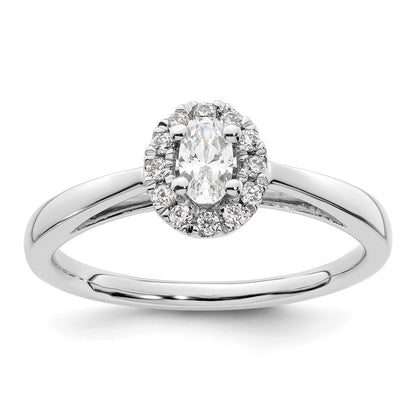 14K Weißgold Oval Heiligenschein Synthetisch Diamant Verlobungsring