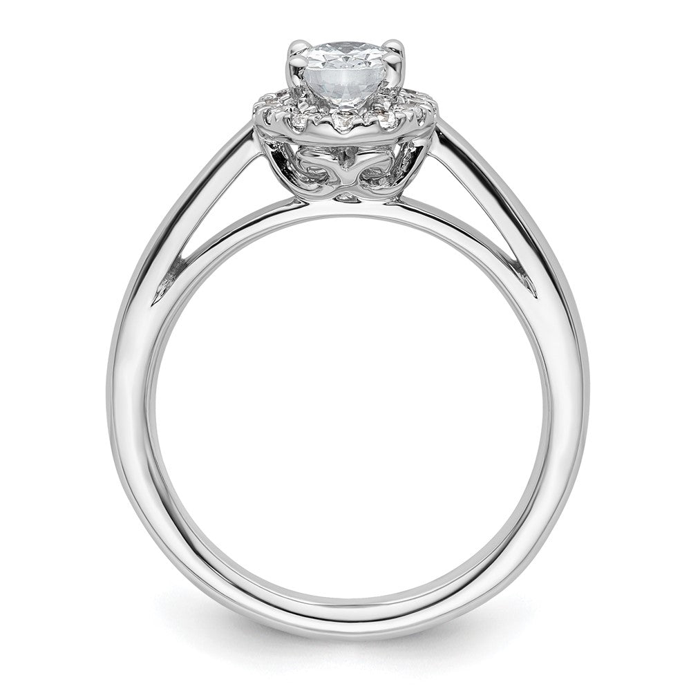 14K Weißgold Oval Heiligenschein Synthetisch Diamant Verlobungsring
