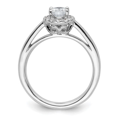 14K Weißgold Oval Heiligenschein Synthetisch Diamant Verlobungsring