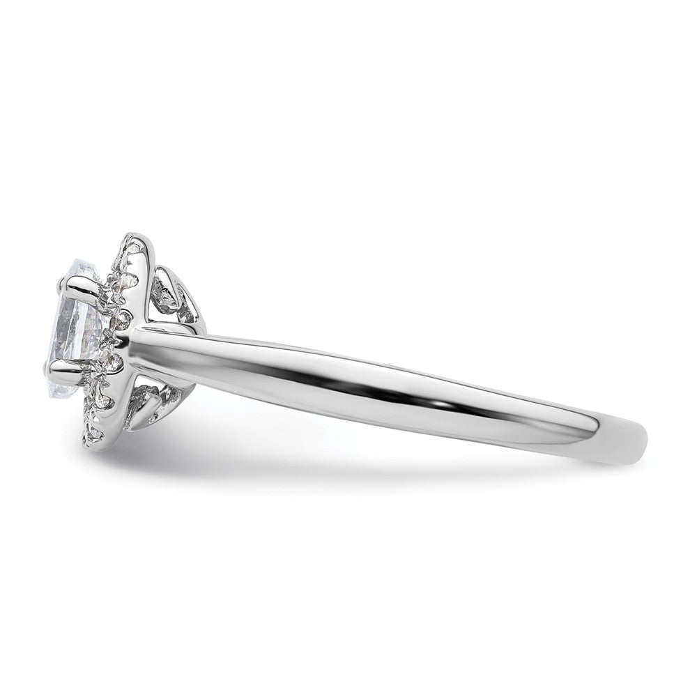 14K Weißgold Oval Heiligenschein Synthetisch Diamant Verlobungsring
