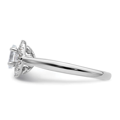 14K Weißgold Oval Heiligenschein Synthetisch Diamant Verlobungsring