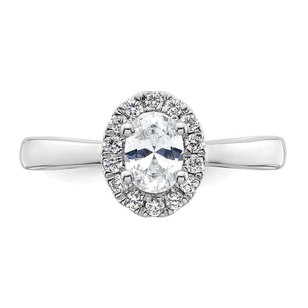 14K Weißgold Oval Heiligenschein Synthetisch Diamant Verlobungsring