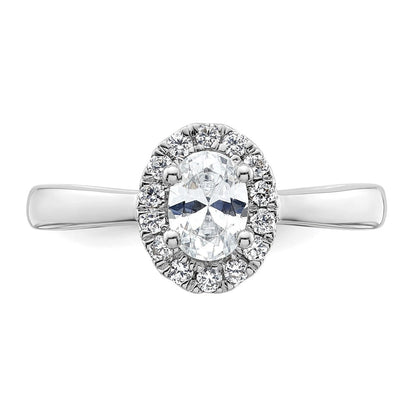 14K Weißgold Oval Heiligenschein Synthetisch Diamant Verlobungsring