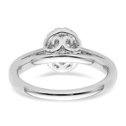 14K Weißgold Oval Heiligenschein Synthetisch Diamant Verlobungsring