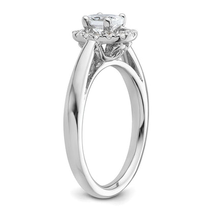 14K Weißgold Oval Heiligenschein Synthetisch Diamant Verlobungsring