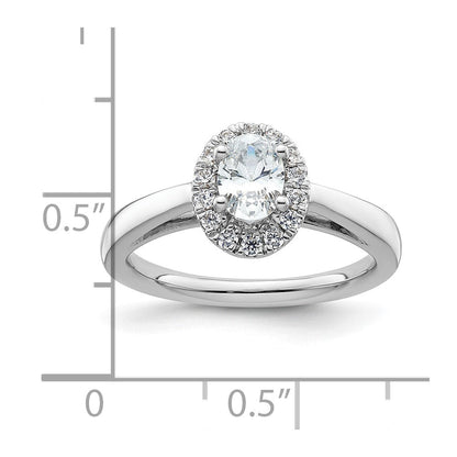 14K Weißgold Oval Heiligenschein Synthetisch Diamant Verlobungsring