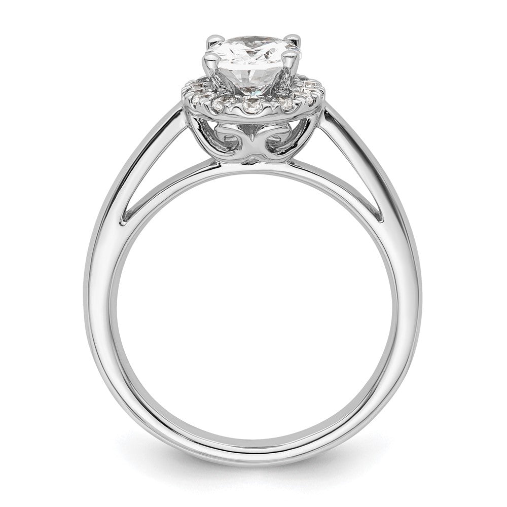 14K Weißgold Oval Heiligenschein Synthetisch Diamant Verlobungsring