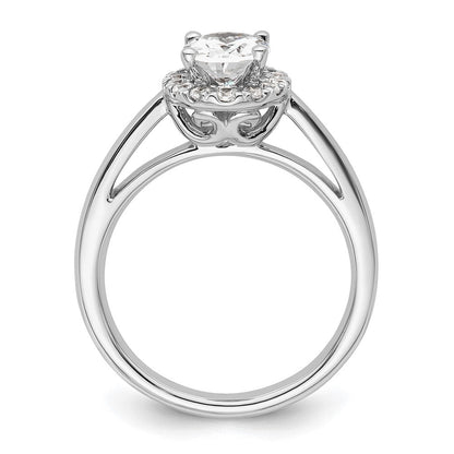 14K Weißgold Oval Heiligenschein Synthetisch Diamant Verlobungsring